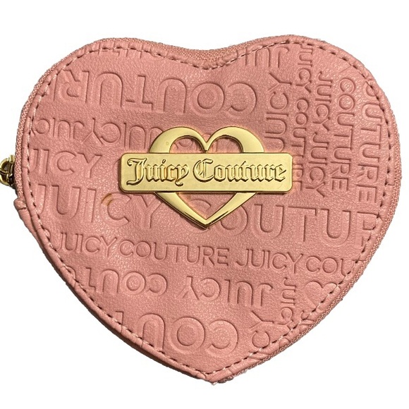 Juicy Couture Wallet Wristlet Embossed Pink Heart Cute Princess Girly 2000s Y2K - Picture 1 of 5